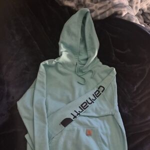 Carhartt Aqua Hoodie with Black Logo